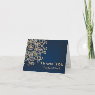 Navy and Gold Indian Style Wedding Thank You Dankeskarte