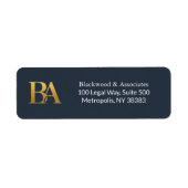 Navy and Gold Monogram Law Firm Address Labels (Vorne)