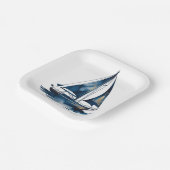 Navy and Gold Nautical Boat Gold Frame Wedding Pappteller (Gewinkelt)