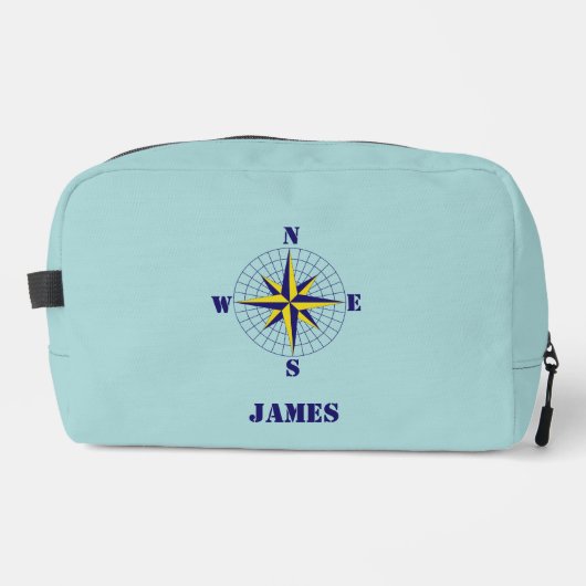 Navy and Gold Nautical Compass Rose with Name Waschbeutel (Vorderseite)