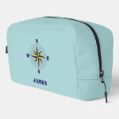 Navy and Gold Nautical Compass Rose with Name Waschbeutel (Rechte Ecke)