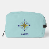 Navy and Gold Nautical Compass Rose with Name Waschbeutel (Rückseite)