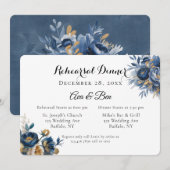 Navy and Gold Peony Flowers Rehearsal Dinner Einladung (Vorne/Hinten)
