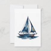 Navy And Gold Sailboat Nautical Wedding Dankeskarte (Rückseite)