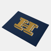 Navy and Gold School Pride Color Style Monogram Fußmatte (Schrägansicht)