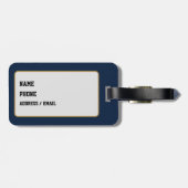 Navy and Gold School Pride Color Style Monogram Gepäckanhänger (Rückseite horizontal)