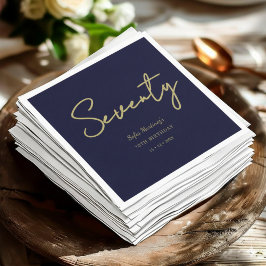 Navy and Gold Seventy Birthday Party Napkins Serviette