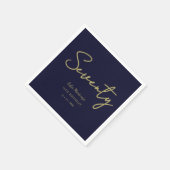 Navy and Gold Seventy Birthday Party Napkins Serviette (Ecke)