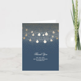Navy and Gold String Lights Glitter Thank You Dankeskarte