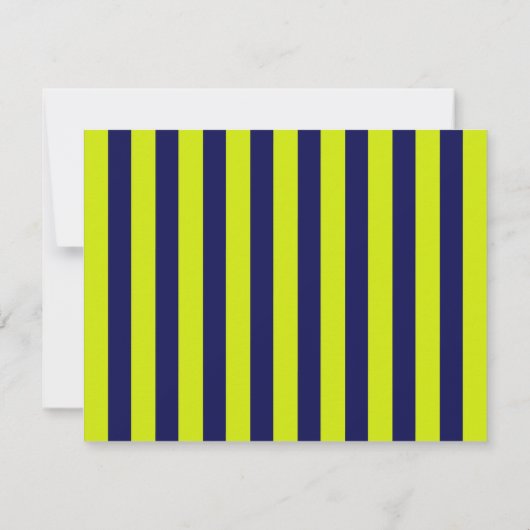 Navy and Lime Striped Back Wavy Frame Note Card Einladung (Rückseite)