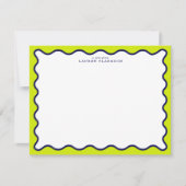 Navy and Lime Striped Wavy Frame Note Card Einladung (Vorderseite)