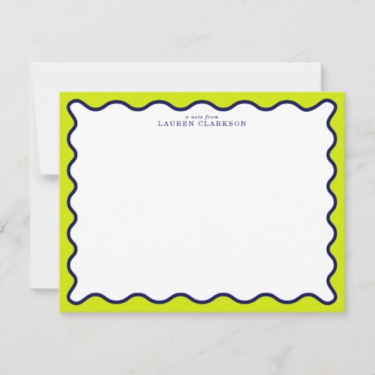 Navy and Lime Striped Wavy Frame Note Card Einladung (Vorderseite)