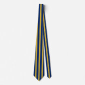 Navy and Metallic Gold Striped Stylish Neck Tie Krawatte (Vorderseite)