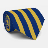 Navy and Metallic Gold Striped Stylish Neck Tie Krawatte (Gerollt)