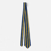 Navy and Metallic Gold Striped Stylish Neck Tie Krawatte (Rückseite)