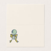 Navy and Mint Doodle Baby Rattle and Bow Blank (Außenseite Aufgefaltet)