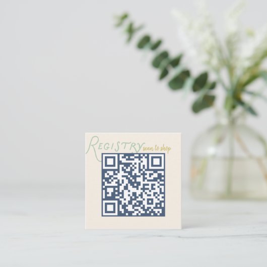 Navy and Mint Doodle Baby Registry QR Code Begleitkarte (Stehend Vorderseite)