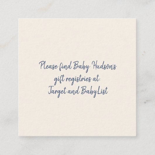 Navy and Mint Doodle Baby Registry QR Code Begleitkarte (Rückseite)