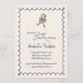Navy and Mint Doodle Rattle and Bow Baby Shower Einladung (Vorderseite)