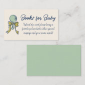 Navy and Mint Doodle Rattle and Bow Book Request Begleitkarte (Vorne/Hinten)