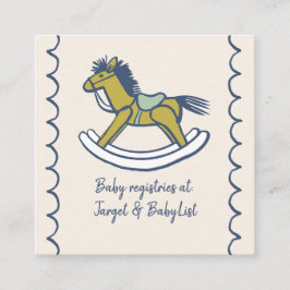Navy and Mint Doodle Rocking Horse Baby Registry  Begleitkarte