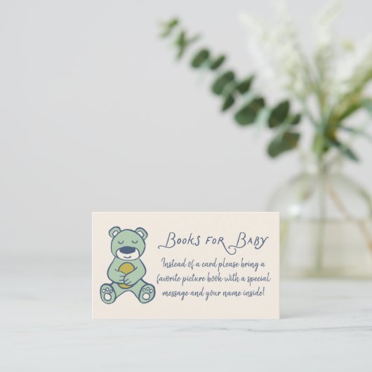 Navy and Mint Doodle Teddy Bear Book Request Begleitkarte (Stehend Vorderseite)