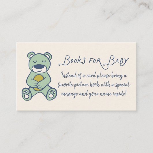 Navy and Mint Doodle Teddy Bear Book Request Begleitkarte (Vorderseite)
