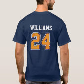 Navy and Orange School Spirit Custom Baseball Fan T-Shirt (Rückseite)