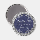 Navy and Pewter Save the Date Magnet (Vorderseite/Rückseite)