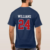 Navy and Red School Spirit Custom Baseball Fan T-Shirt (Rückseite)
