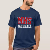 Navy and Red School Spirit Custom Baseball Fan T-Shirt (Vorderseite)