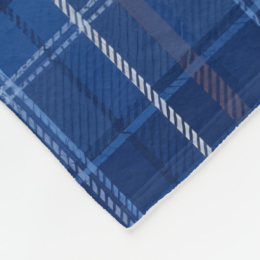 Navy and Royal Blue Plaid Pattern Fleecedecke (Ecke)