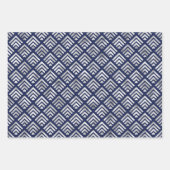 Navy and Silver Geometric Patterns Elegant Geschenkpapier Set (Vorderseite)