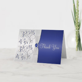 Navy and Silver Thank You Card Dankeskarte