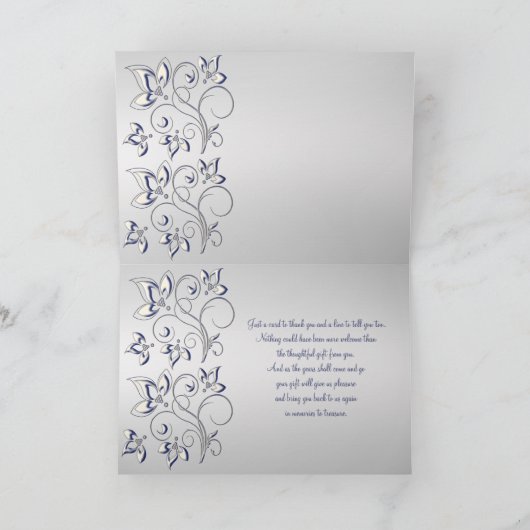 Navy and Silver Thank You Card with Foto Einsatz Dankeskarte (Innenseite)