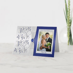 Navy and Silver Thank You Card with Foto Einsatz Dankeskarte