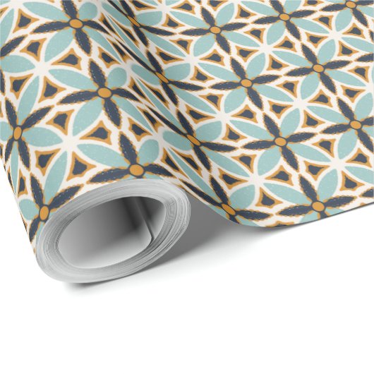 Navy and teal green textured mosaic Wrapping Paper Geschenkpapier (Rolleneckpunkt)