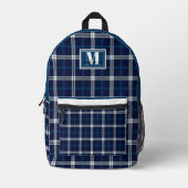 Navy and white Tartan Plaid Penn State Bedruckter Rucksack (Vorderseite)