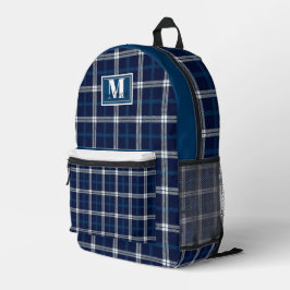Navy and white Tartan Plaid Penn State Bedruckter Rucksack