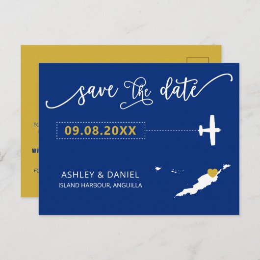 Navy Anguilla Hochzeit Speichern Sie die Datumskar Postkarte (Vorne/Hinten)