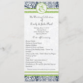 Navy Apple Green Gray Love Birds Hochzeitsprogramm Programm (Vorderseite)