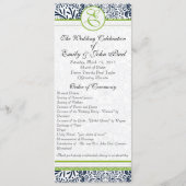 Navy Apple Green Gray Love Birds Hochzeitsprogramm Programm (Vorderseite)