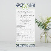 Navy Apple Green Gray Love Birds Hochzeitsprogramm Programm (Stehend Vorderseite)