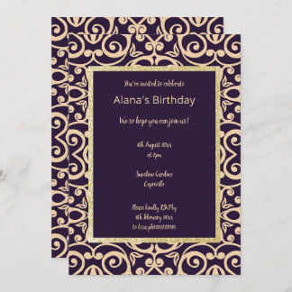 Navy Apricot Abstrakt Print Gold Moderne Elegant Einladung