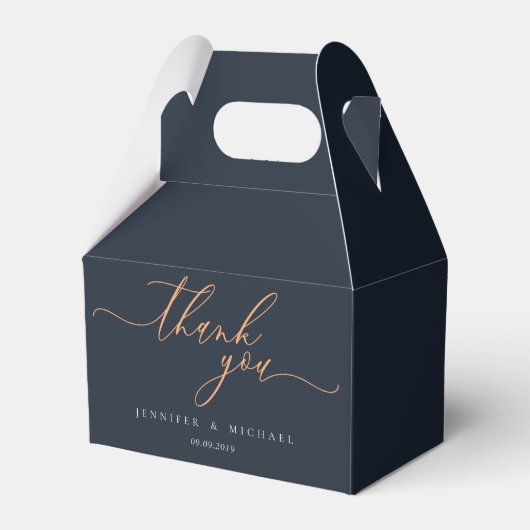 Navy Apricot Simple Modern Brand Wedding Vielen Da Geschenkschachtel (Vorderseite)