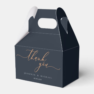 Navy Aprikose Einfach Moderne Marke Hochzeit Danke Geschenkschachtel
