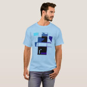 Navy Aqua Black Patchwork MCM inspiriert Geometric T-Shirt (Vorne ganz)