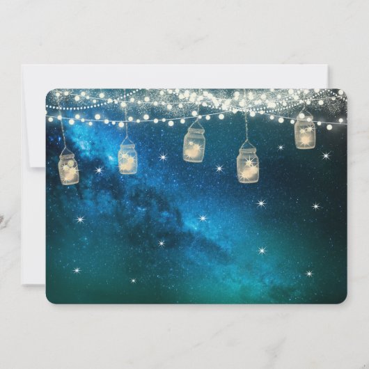 Navy Aqua Blue Opulence Mason Jar Engagement Party Einladung (Rückseite)