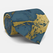 NAVY AQUAMARIN GOLD MARBLE ABSTRAKT PATTERN KRAWAT KRAWATTE (Gerollt)