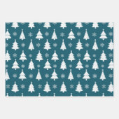 Navy, Aquamarin & Silver Winter Weihnachtsbaummust Geschenkpapier Set (Vorderseite 3)